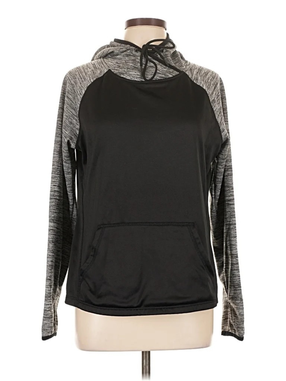 Athletic Works Black & Heather Gray Hooded Raglan Pullover